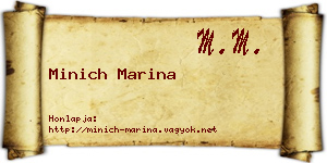 Minich Marina névjegykártya